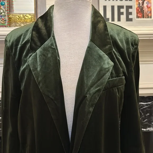 NWT “BB Dakota Steve Madden” green velvet blazer - Picture 2 of 7